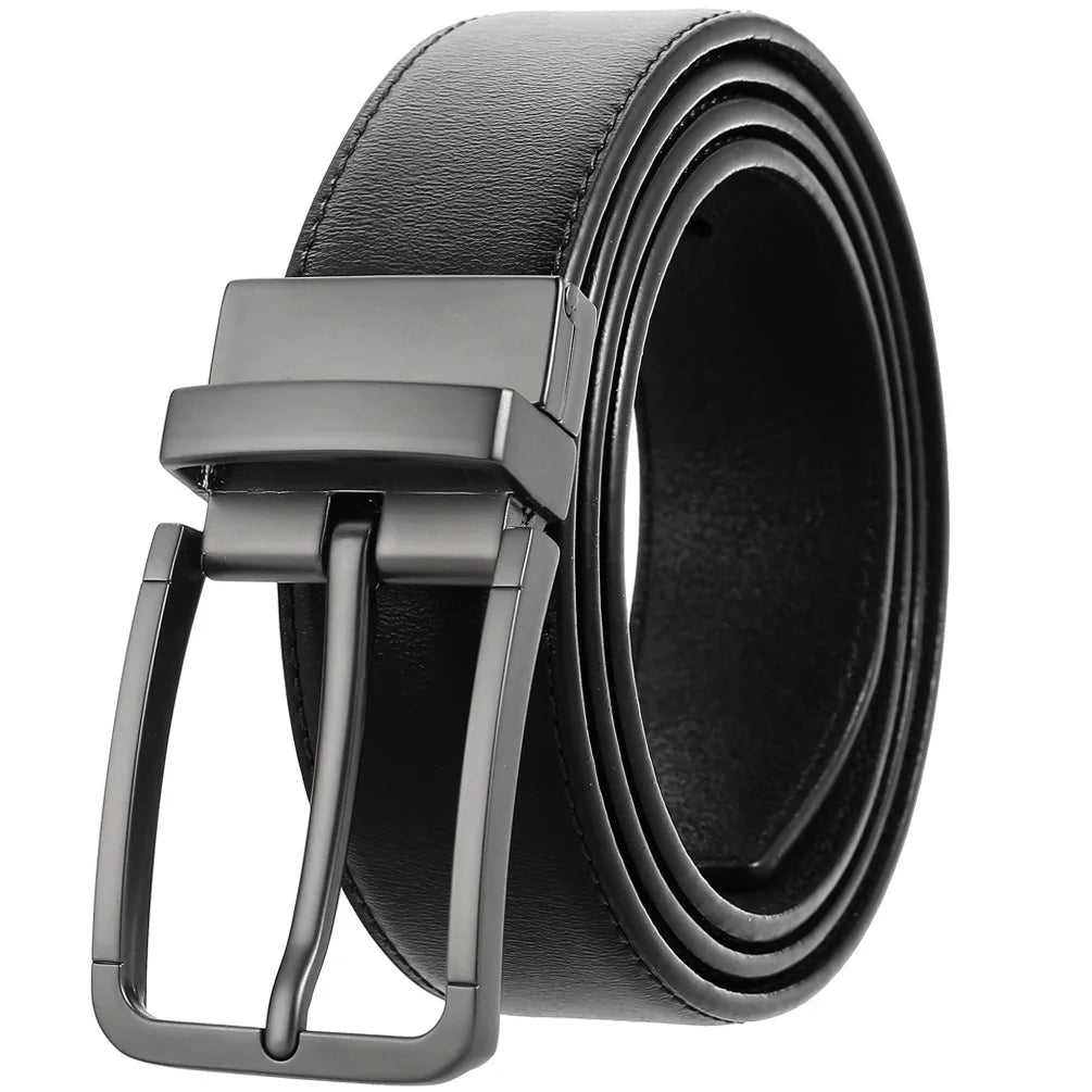 JMT-677770 ZK707-3 Zinc Alloy Pin Buckle Genuine Leather Men's Belt