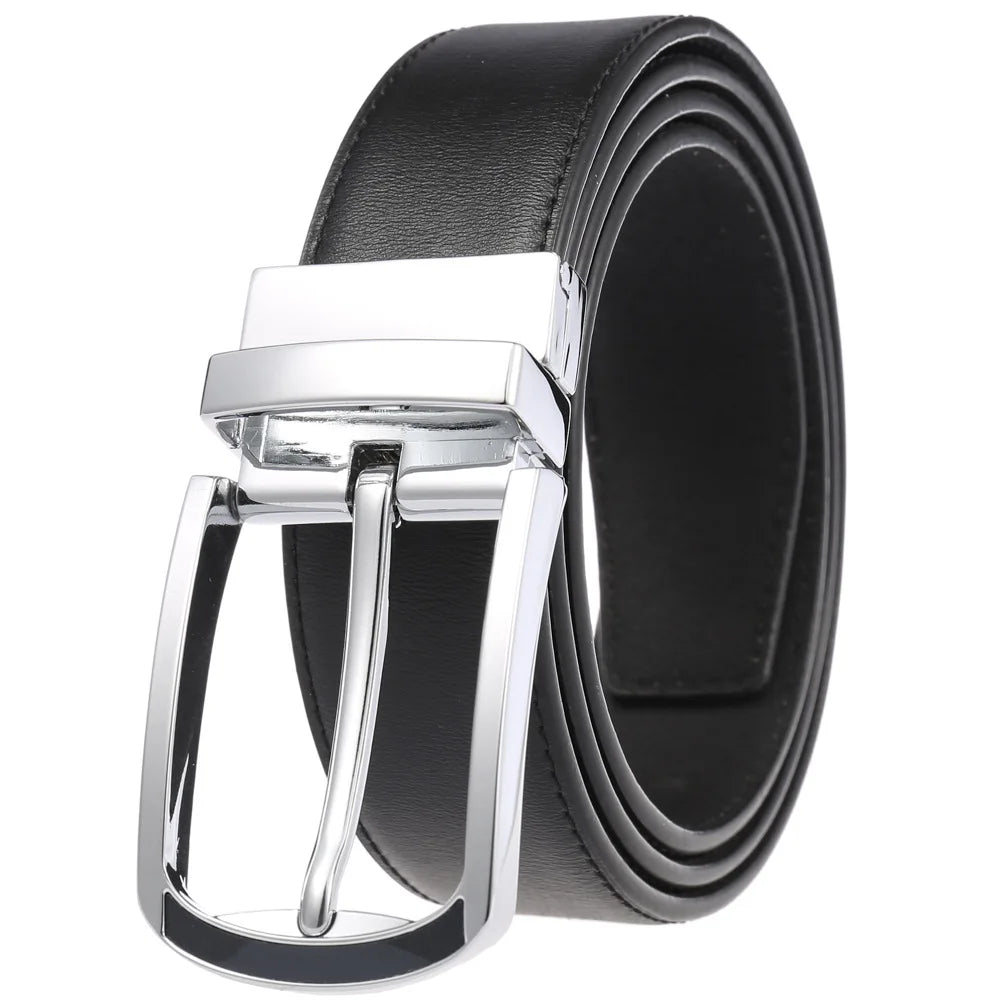 JMT-677770 ZK707-3 Zinc Alloy Pin Buckle Genuine Leather Men's Belt