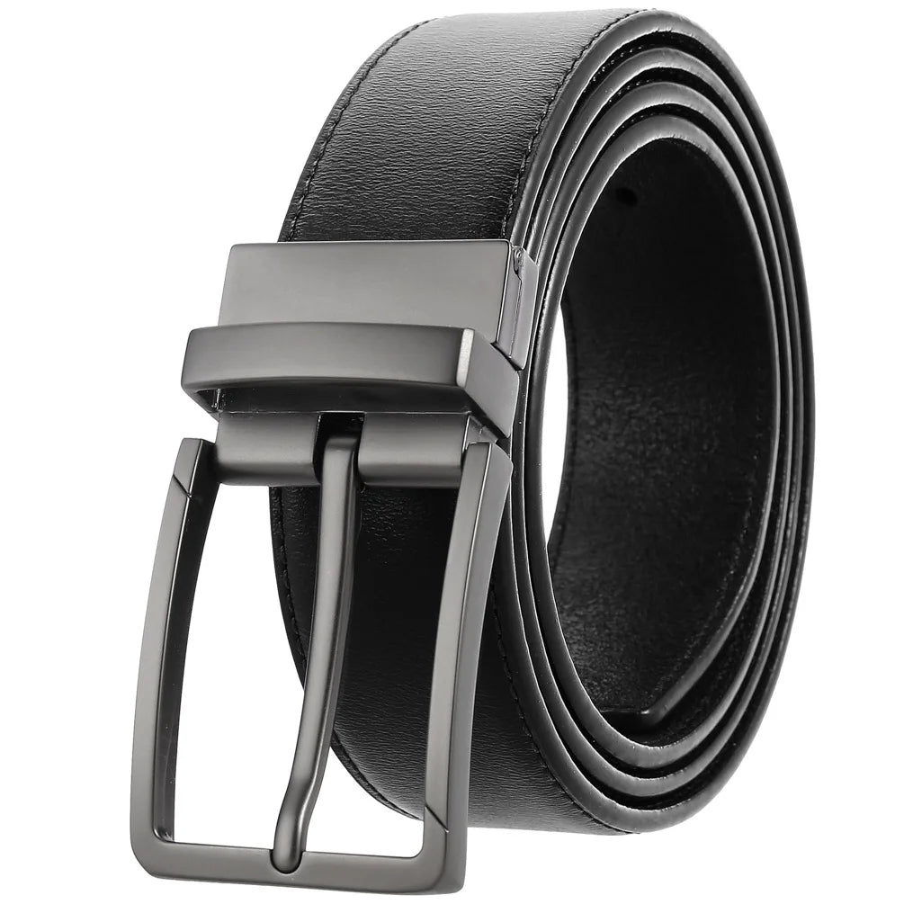 JMT-677770 ZK707-3 Zinc Alloy Pin Buckle Genuine Leather Men's Belt