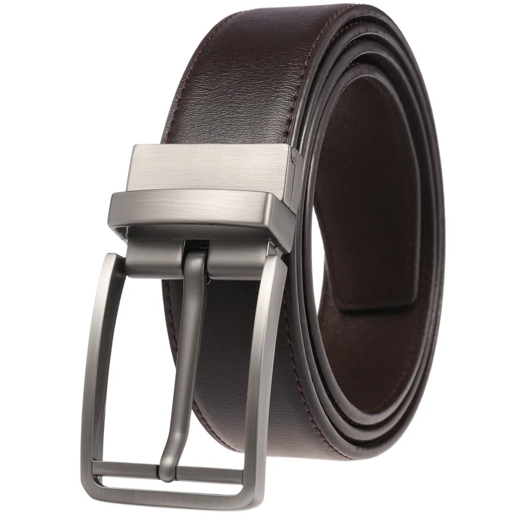JMT-677770 ZK707-3 Zinc Alloy Pin Buckle Genuine Leather Men's Belt