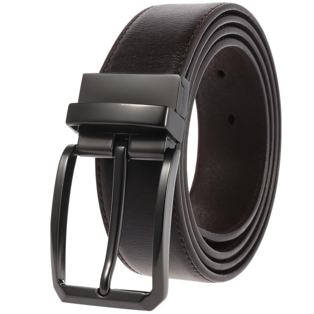 JMT-677770 ZK707-3 Zinc Alloy Pin Buckle Genuine Leather Men's Belt