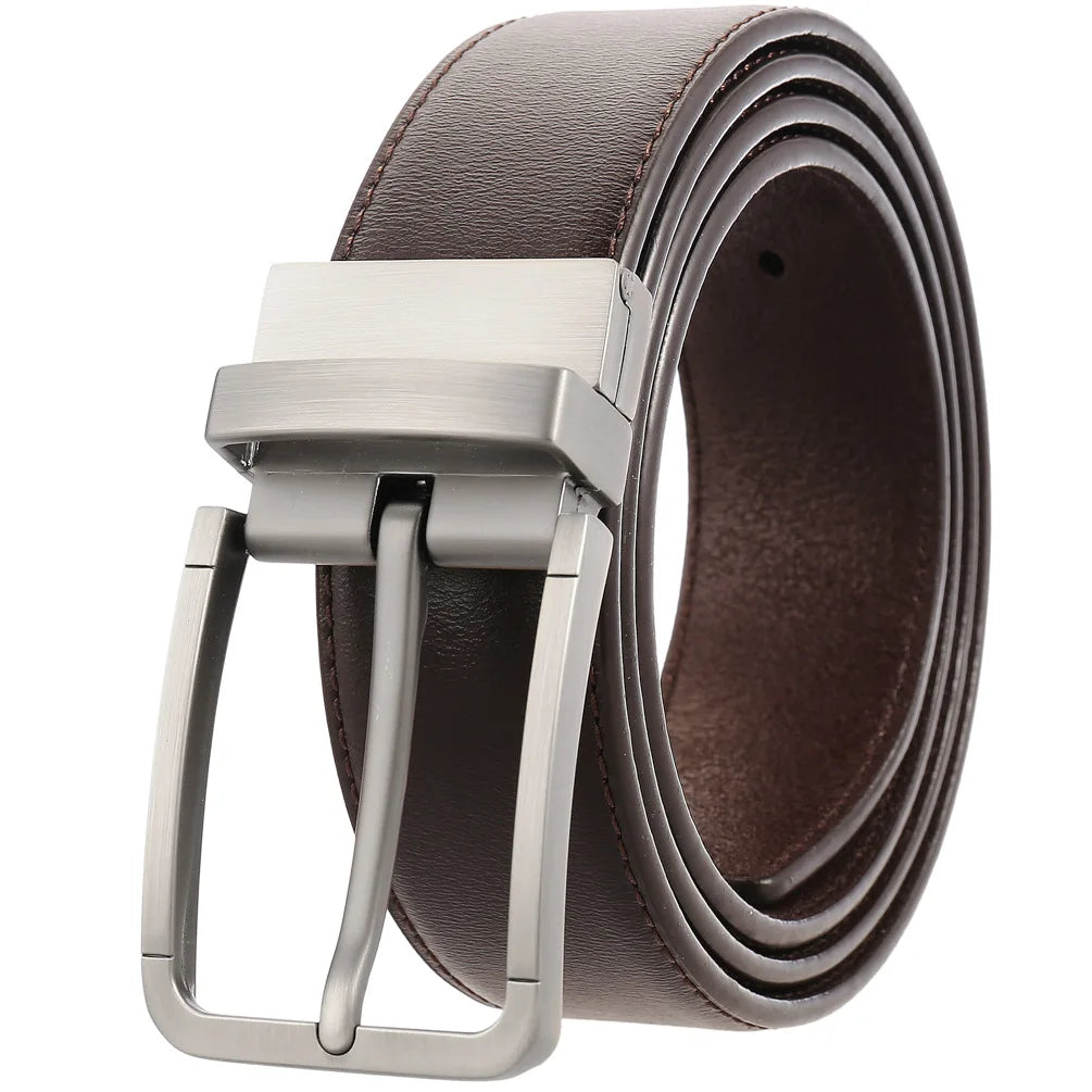 JMT-677770 ZK707-3 Zinc Alloy Pin Buckle Genuine Leather Men's Belt