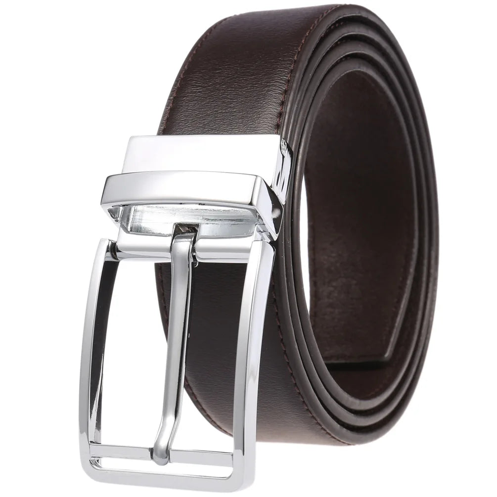 JMT-677770 ZK707-3 Zinc Alloy Pin Buckle Genuine Leather Men's Belt