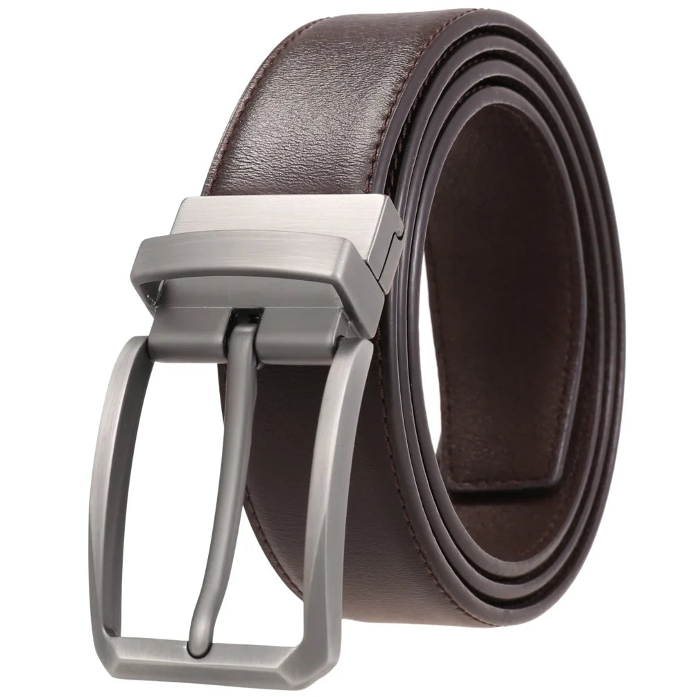 JMT-677770 ZK707-3 Zinc Alloy Pin Buckle Genuine Leather Men's Belt