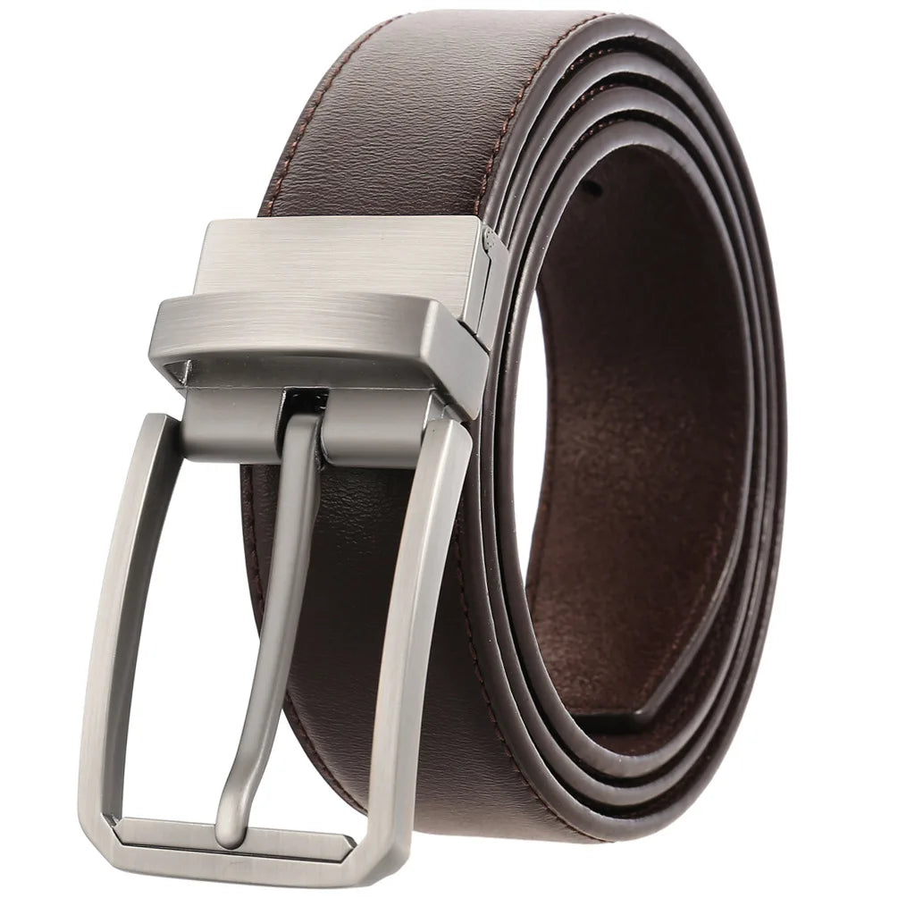 JMT-677770 ZK707-3 Zinc Alloy Pin Buckle Genuine Leather Men's Belt