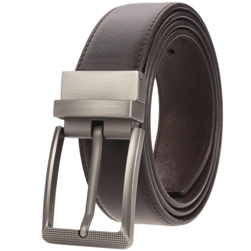 JMT-677770 ZK707-3 Zinc Alloy Pin Buckle Genuine Leather Men's Belt