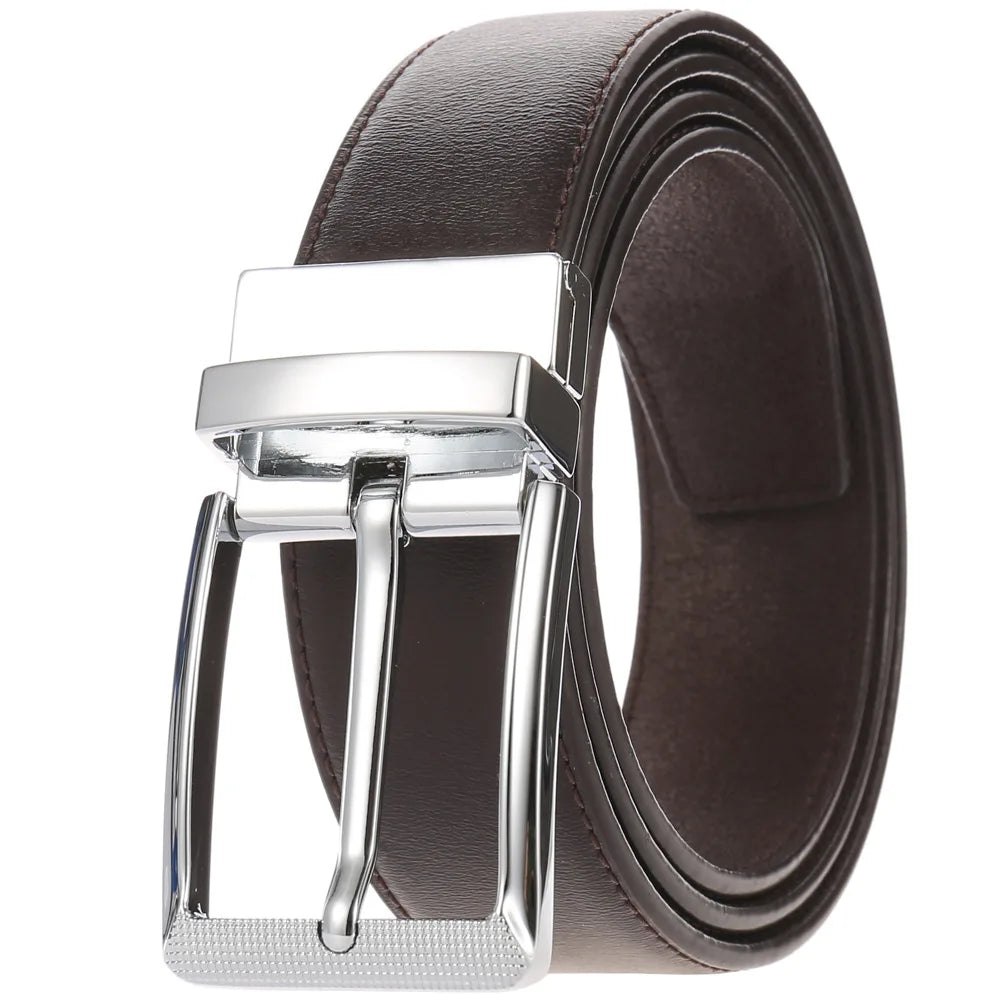JMT-677770 ZK707-3 Zinc Alloy Pin Buckle Genuine Leather Men's Belt