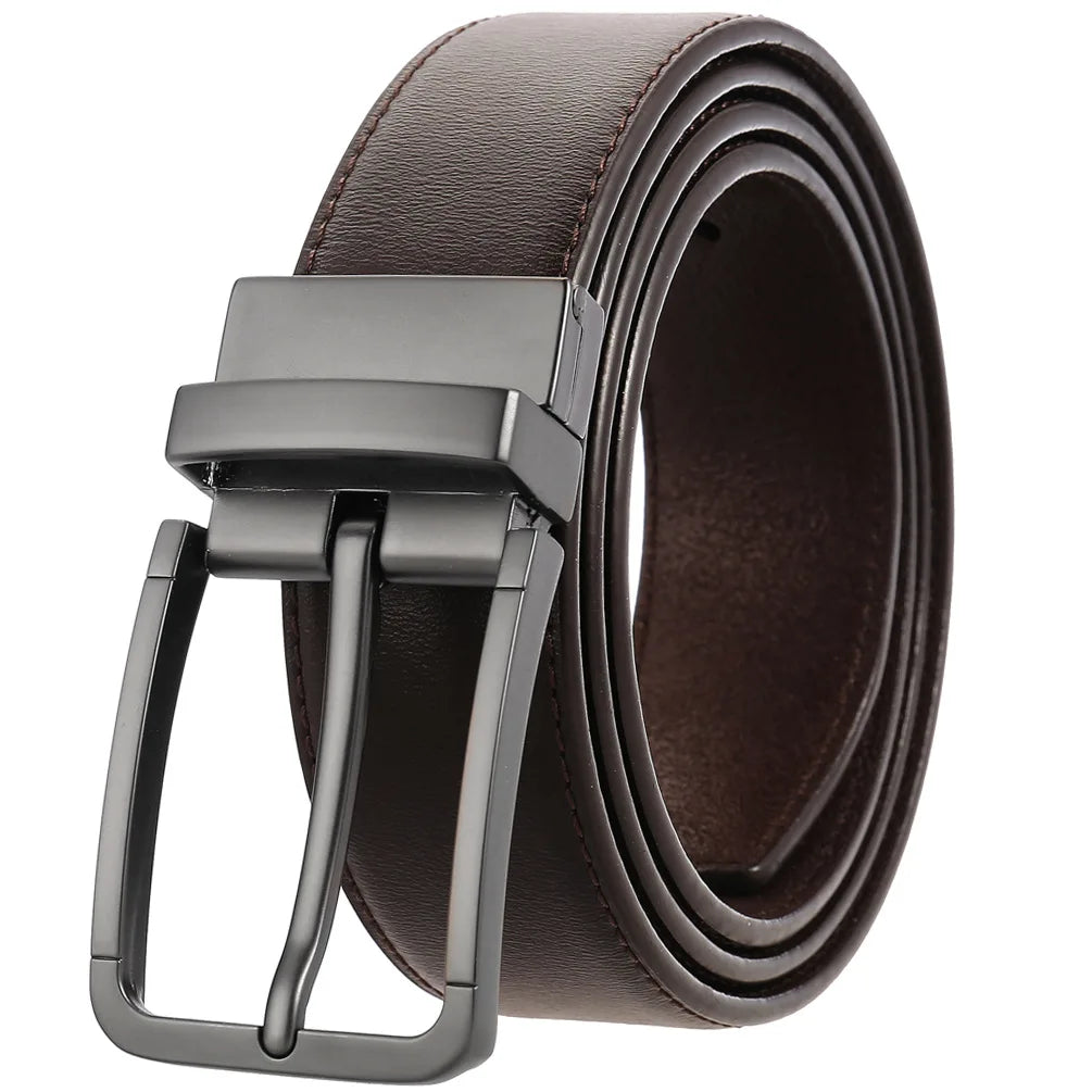 JMT-677770 ZK707-3 Zinc Alloy Pin Buckle Genuine Leather Men's Belt