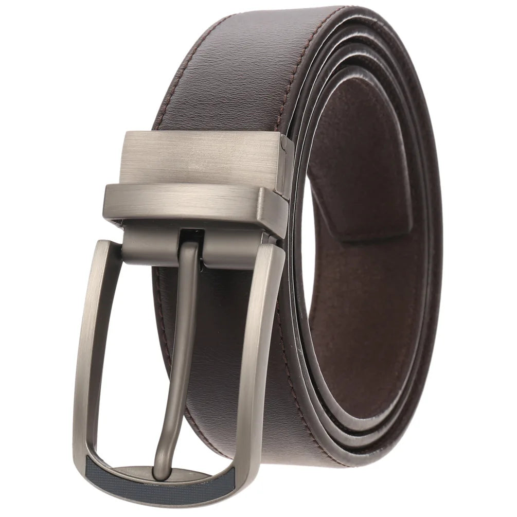 JMT-677770 ZK707-3 Zinc Alloy Pin Buckle Genuine Leather Men's Belt