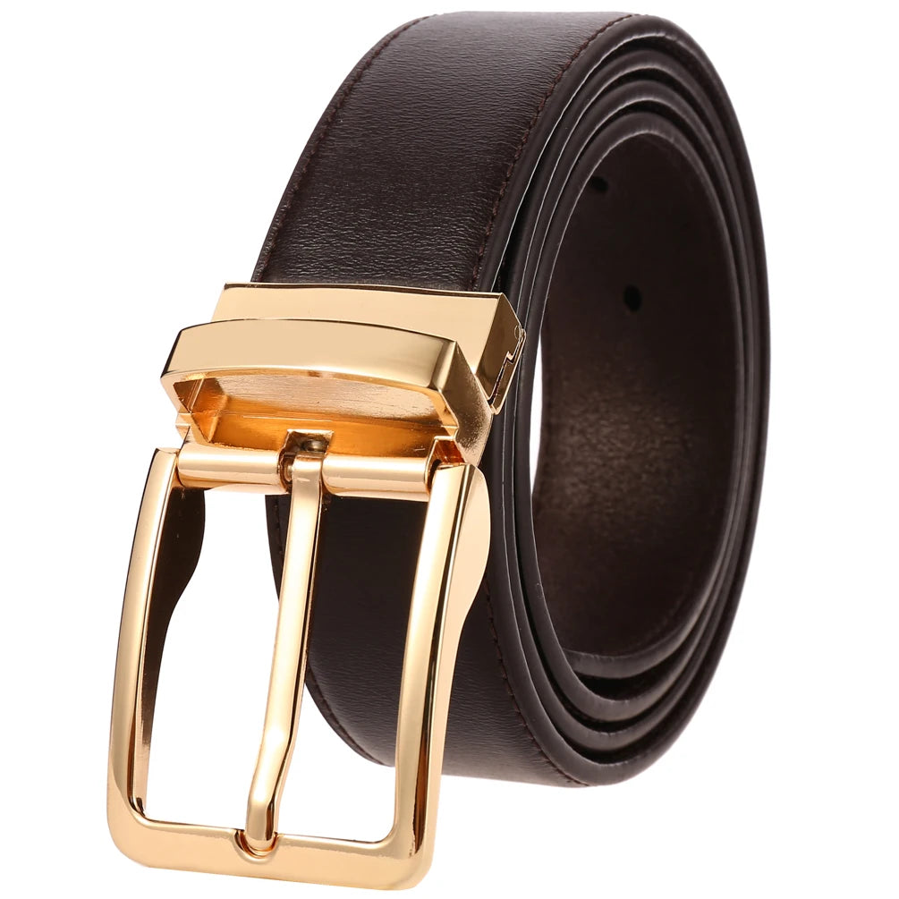 JMT-677770 ZK707-3 Zinc Alloy Pin Buckle Genuine Leather Men's Belt
