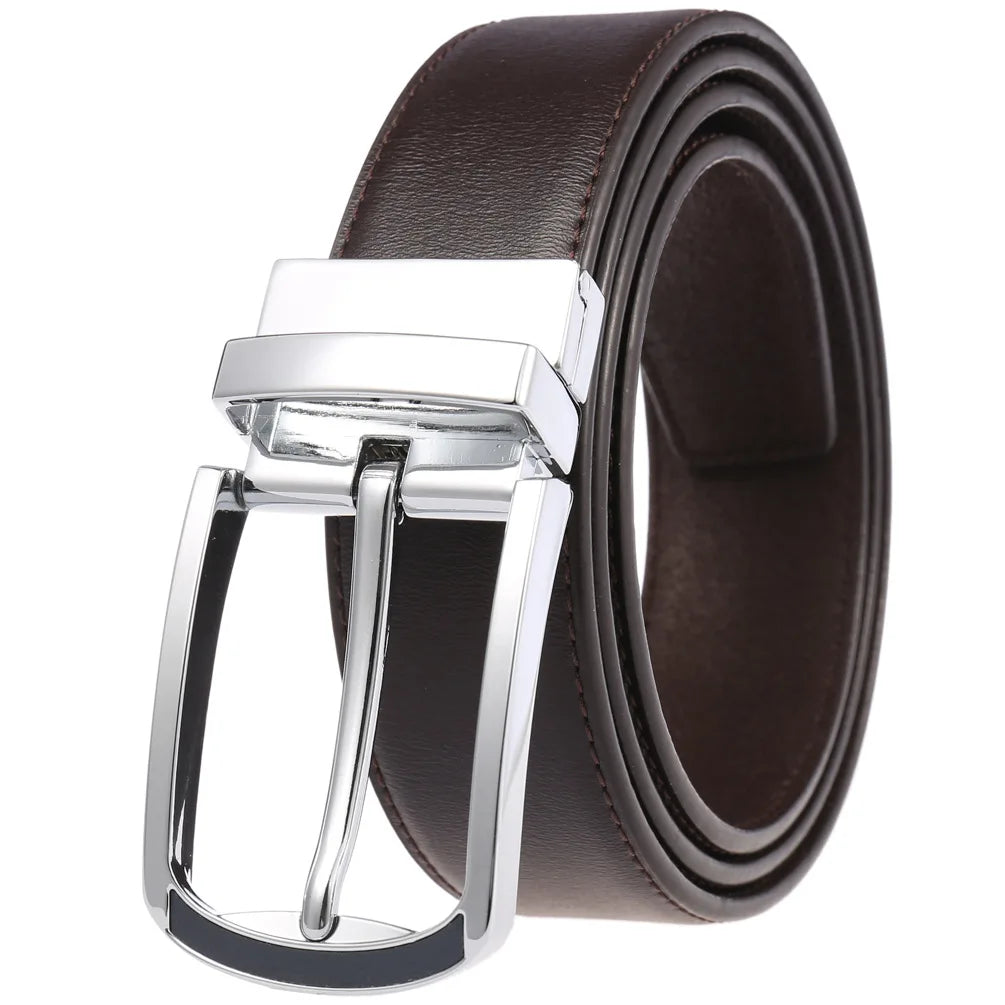 JMT-677770 ZK707-3 Zinc Alloy Pin Buckle Genuine Leather Men's Belt