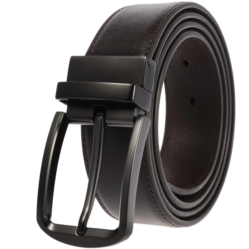 JMT-677770 ZK707-3 Zinc Alloy Pin Buckle Genuine Leather Men's Belt