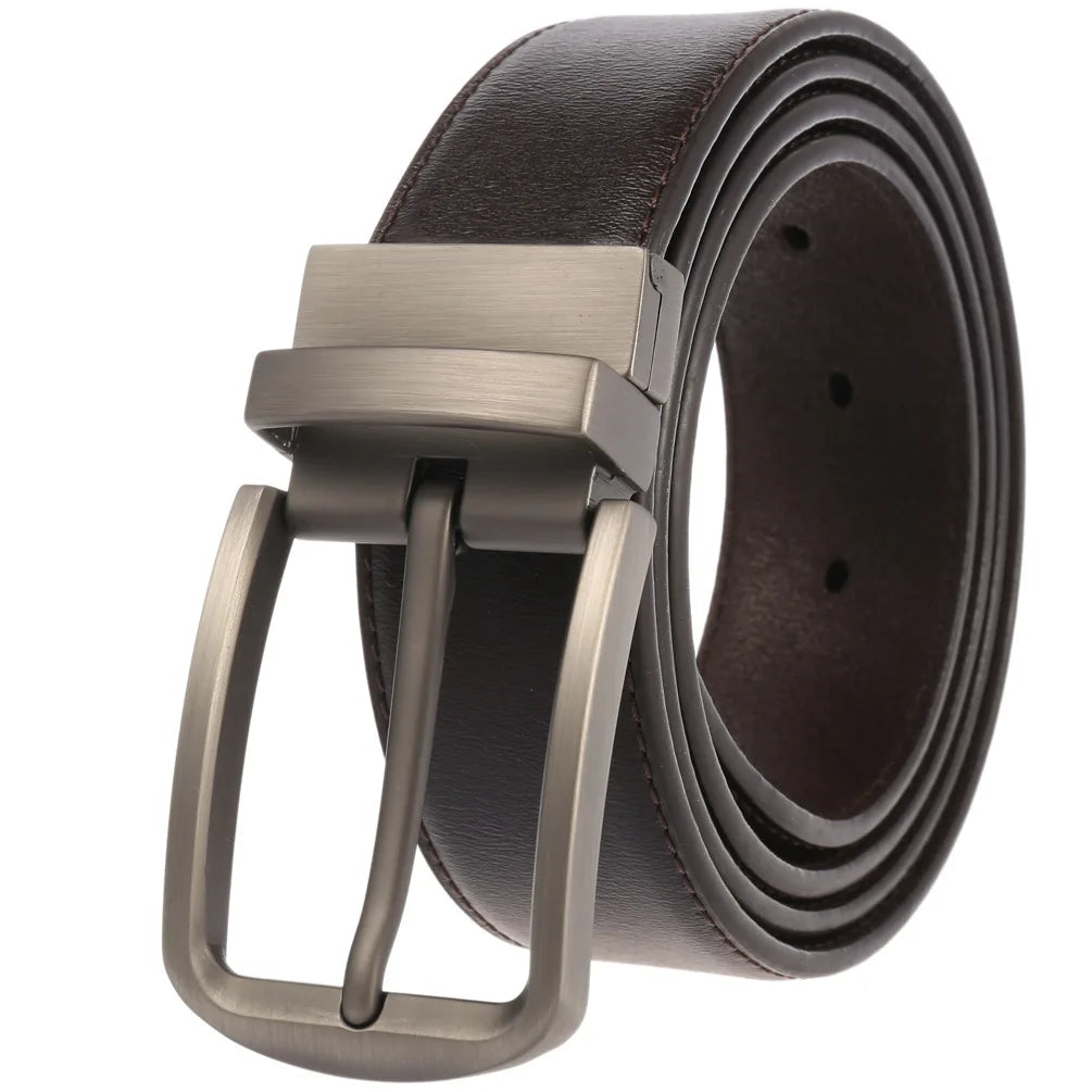 JMT-677770 ZK707-3 Zinc Alloy Pin Buckle Genuine Leather Men's Belt