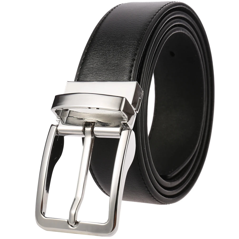 JMT-677770 ZK707-3 Zinc Alloy Pin Buckle Genuine Leather Men's Belt
