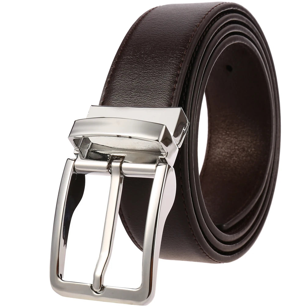 JMT-677770 ZK707-3 Zinc Alloy Pin Buckle Genuine Leather Men's Belt