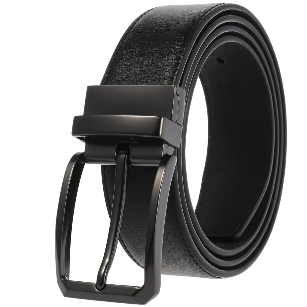 JMT-677770 ZK707-3 Zinc Alloy Pin Buckle Genuine Leather Men's Belt