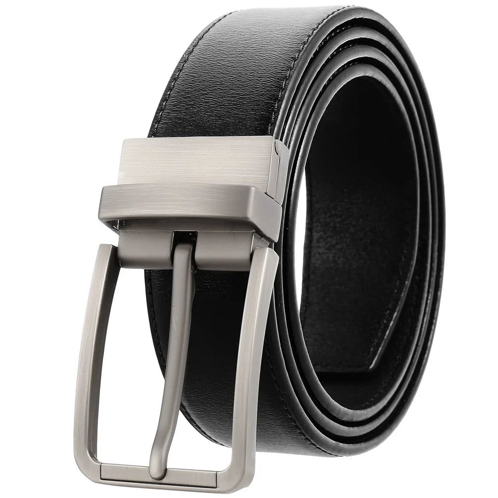 JMT-677770 ZK707-3 Zinc Alloy Pin Buckle Genuine Leather Men's Belt