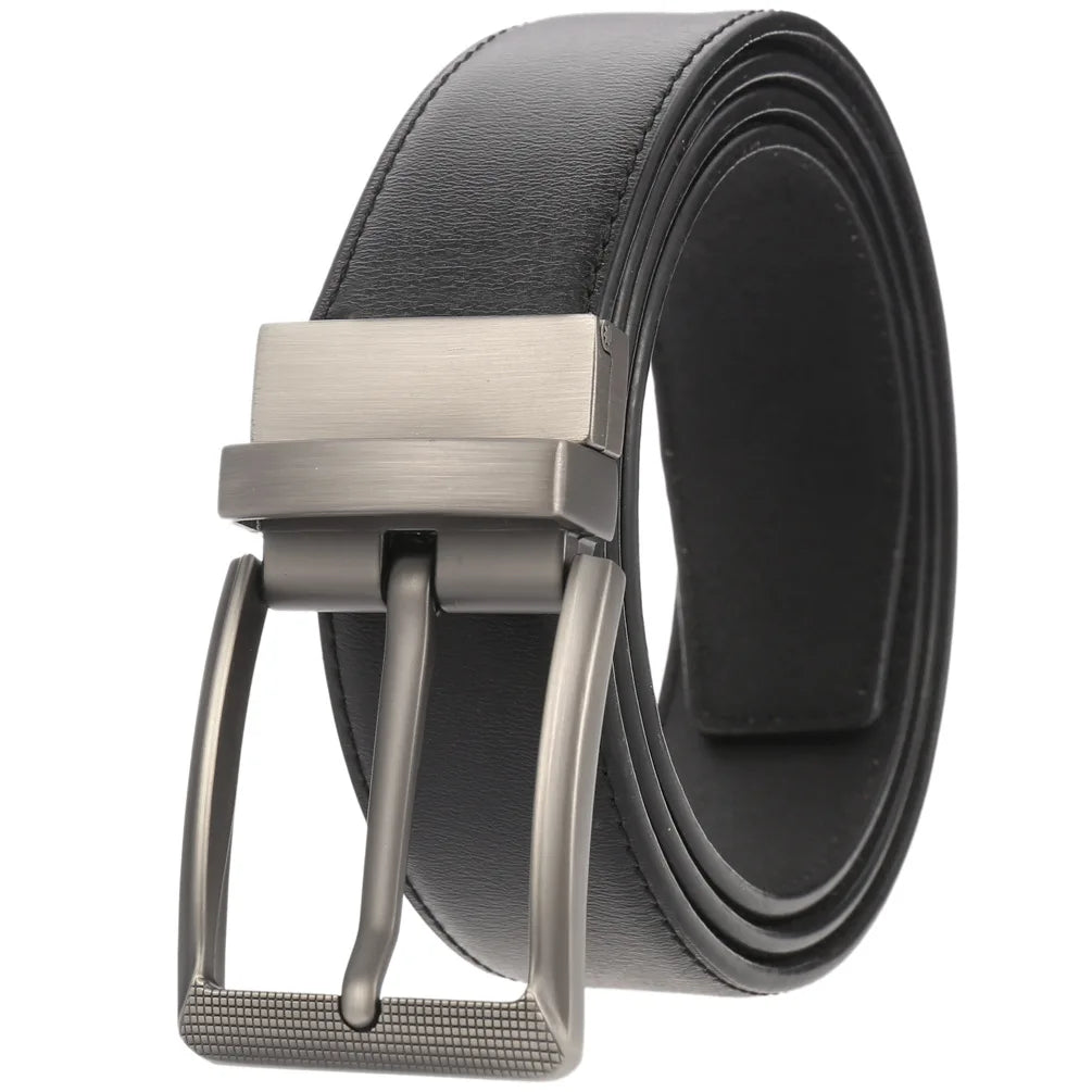 JMT-677770 ZK707-3 Zinc Alloy Pin Buckle Genuine Leather Men's Belt