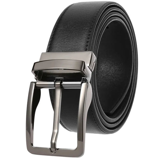 JMT-677770 ZK707-3 Zinc Alloy Pin Buckle Genuine Leather Men's Belt