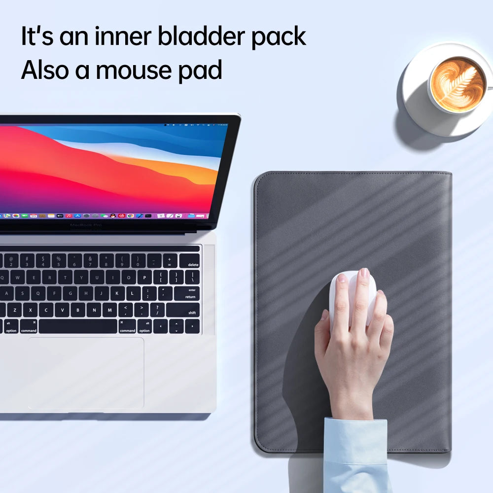 JMT-677834 Leather Laptop Sleeve with Stand for MacBook Air & Pro (14-15 Inch)