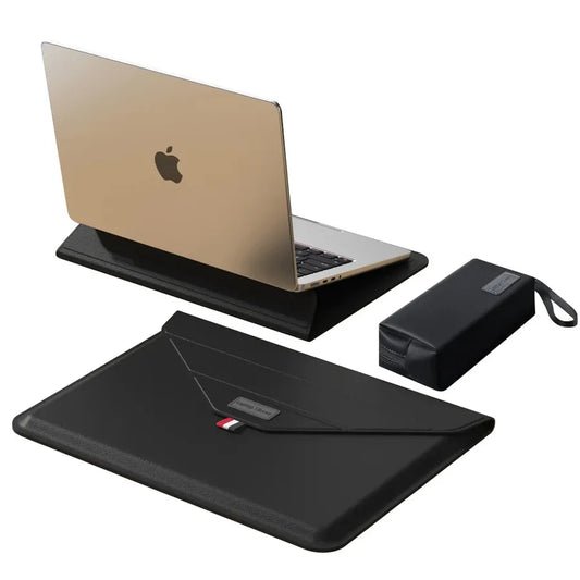 JMT-677834 Leather Laptop Sleeve with Stand for MacBook Air & Pro (14-15 Inch)