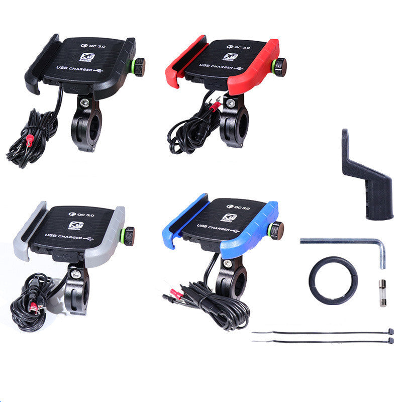JMT-678026 Fast Charging Motorcycle Phone Holder for 3.5-6.5 Inch Devices - Adjustable Bracket with 150cm Cable and Durable PA66+GF Material