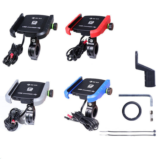 JMT-678026 Fast Charging Motorcycle Phone Holder for 3.5-6.5 Inch Devices - Adjustable Bracket with 150cm Cable and Durable PA66+GF Material