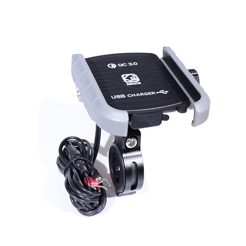 JMT-678026 Fast Charging Motorcycle Phone Holder for 3.5-6.5 Inch Devices - Adjustable Bracket with 150cm Cable and Durable PA66+GF Material