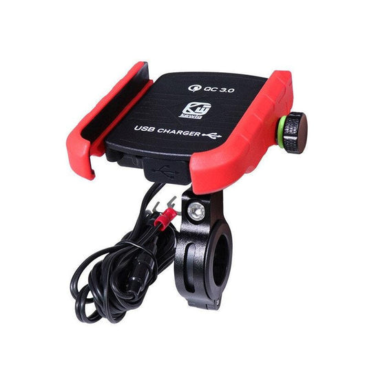 JMT-678026 Fast Charging Motorcycle Phone Holder for 3.5-6.5 Inch Devices - Adjustable Bracket with 150cm Cable and Durable PA66+GF Material