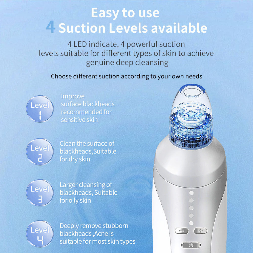 JMT-678154 Electric Blackhead Removal Device with Vacuum Suction - Includes 4 Replaceable Heads, Base Charging, and Instruction Manual