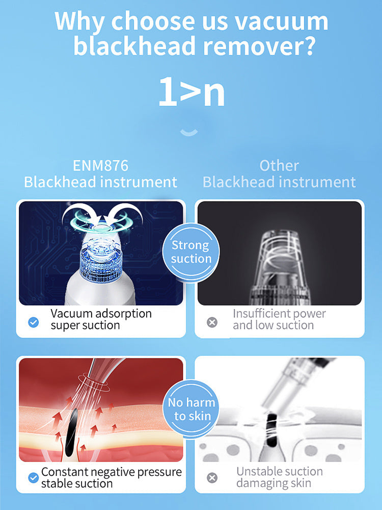JMT-678154 Electric Blackhead Removal Device with Vacuum Suction - Includes 4 Replaceable Heads, Base Charging, and Instruction Manual