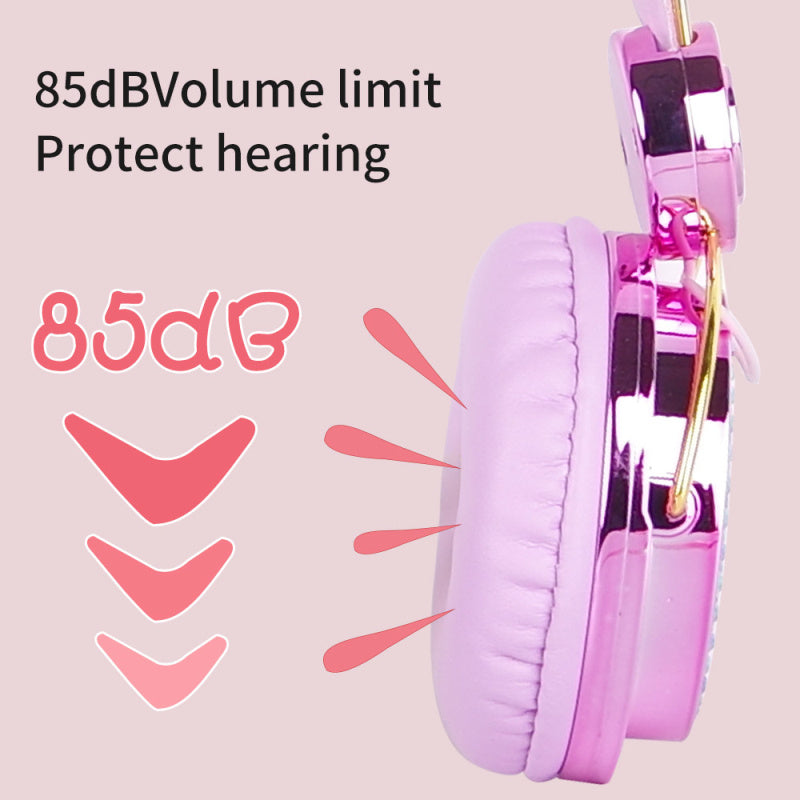 JMT-678154 Plush Hair Ball Wired Headphones with Active Noise Cancellation and Microphone
