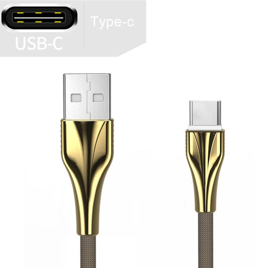 JMT-678346 Aluminum Alloy Braided Mobile Phone Data Cable - 1m, Fast Charging, Compatible with TYPE-C, Micro USB, Apple