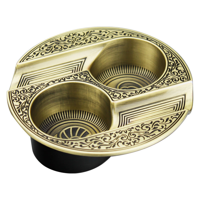 JMT-678346 Retro Metal Cigar Ashtray with Double Slots - Easy to Clean and Durable