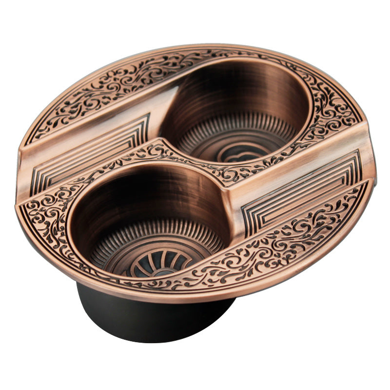 JMT-678346 Retro Metal Cigar Ashtray with Double Slots - Easy to Clean and Durable