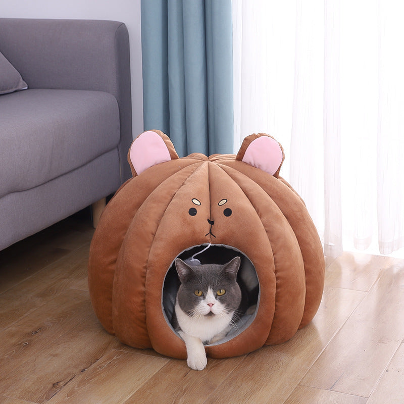 JMT-678474 Pet Nest for Cats and Dogs - Soft Short Plush with PP Cotton Fill, Ideal Enclosed Litter Space