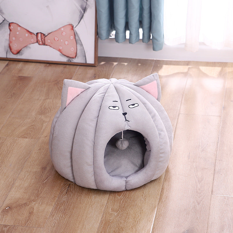 JMT-678474 Pet Nest for Cats and Dogs - Soft Short Plush with PP Cotton Fill, Ideal Enclosed Litter Space
