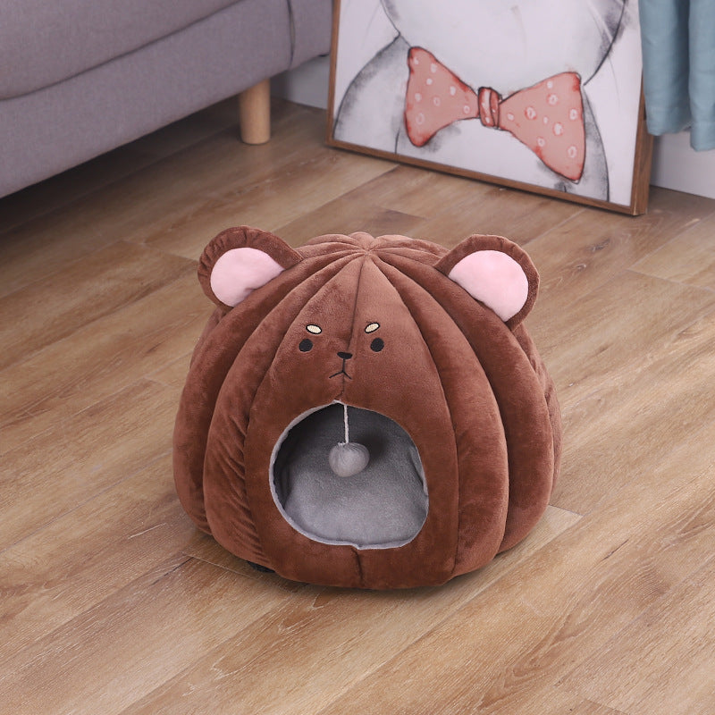 JMT-678474 Pet Nest for Cats and Dogs - Soft Short Plush with PP Cotton Fill, Ideal Enclosed Litter Space