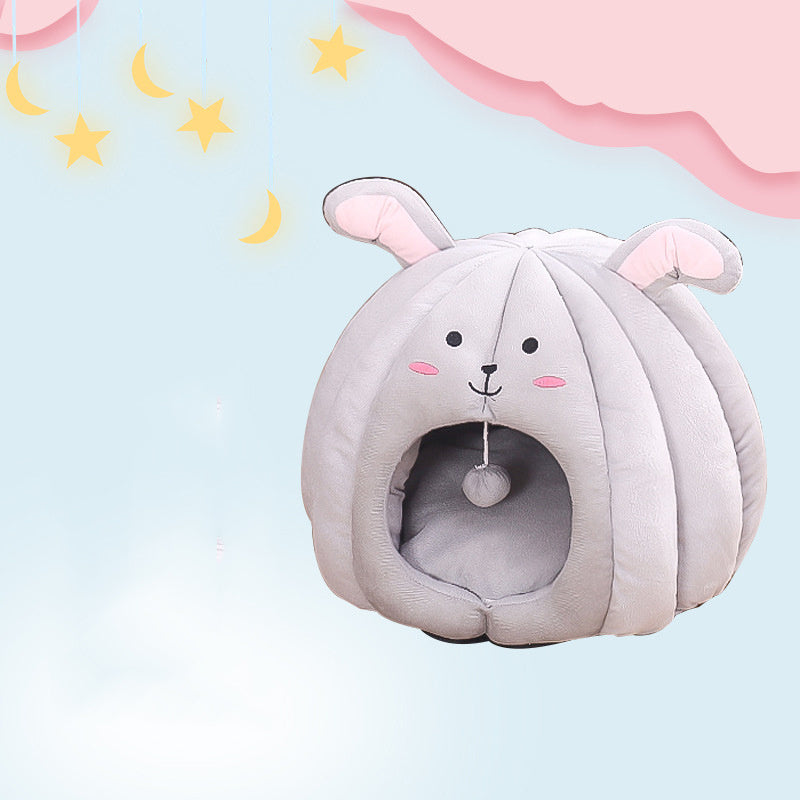 JMT-678474 Pet Nest for Cats and Dogs - Soft Short Plush with PP Cotton Fill, Ideal Enclosed Litter Space