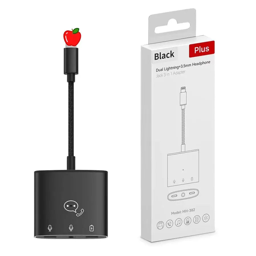 JMT-678666 3 in 1 Lightning to 3.5mm Headphone Jack Adapter with Charging, Music Control, and Calling Function for iPhone