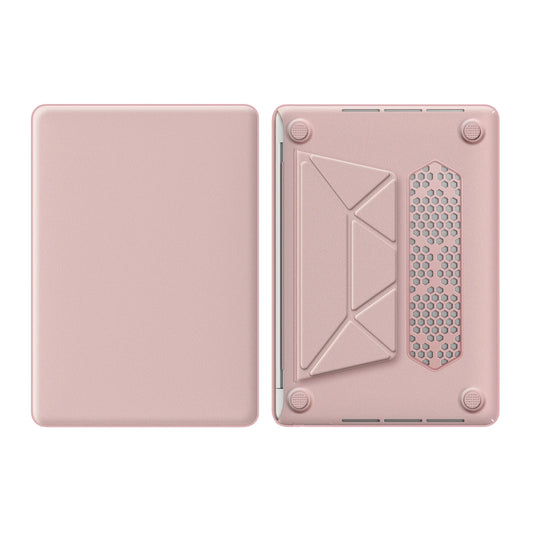 JMT-678986 Pink PU Kickstand Cover Compatible with MacBook Pro 13 (A2338 M1/M2, A2289, A2251, A2159, A1989, A1706, A1708)