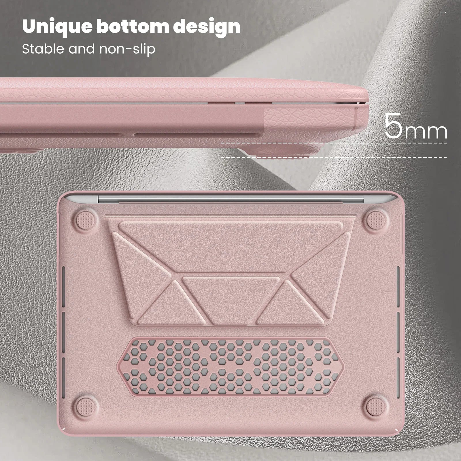 JMT-678986 Pink PU Kickstand Cover Compatible with MacBook Pro 13 (A2338 M1/M2, A2289, A2251, A2159, A1989, A1706, A1708)