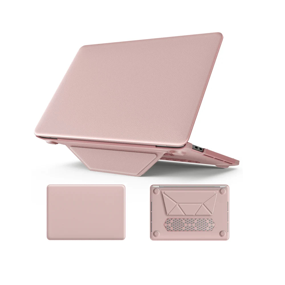 JMT-678986 Pink PU Kickstand Cover Compatible with MacBook Pro 13 (A2338 M1/M2, A2289, A2251, A2159, A1989, A1706, A1708)
