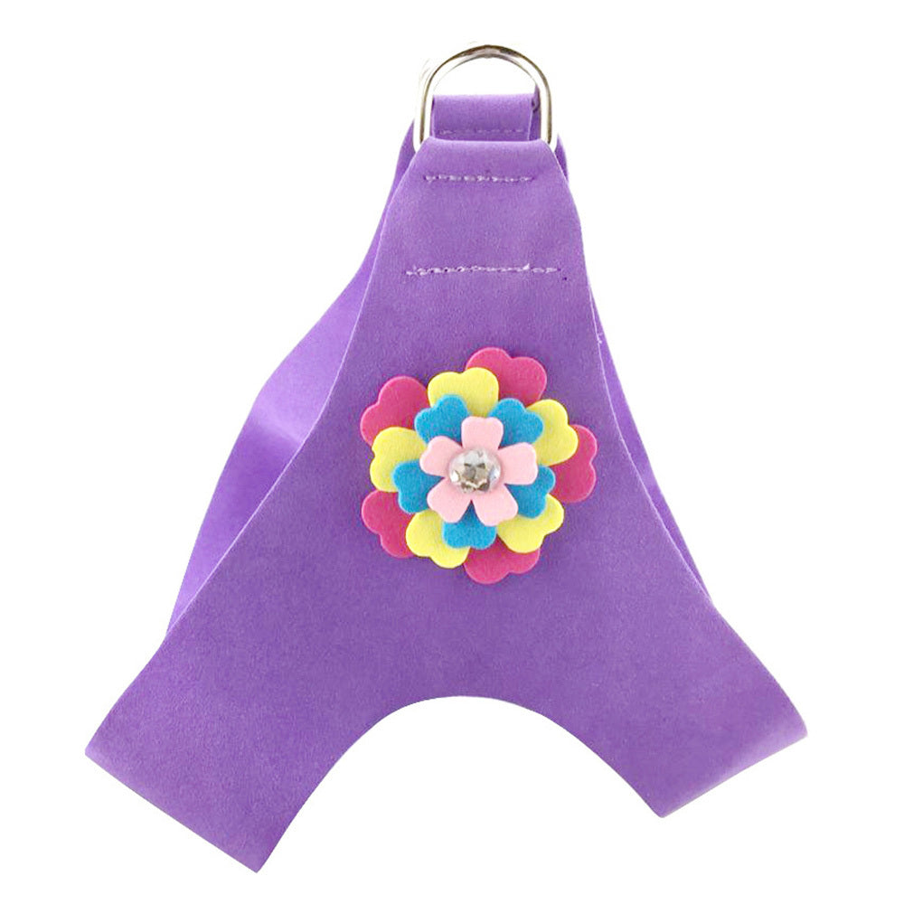 JMT-679498 Velvet Flower Print Pet Chest Harness with Matching Traction Leash