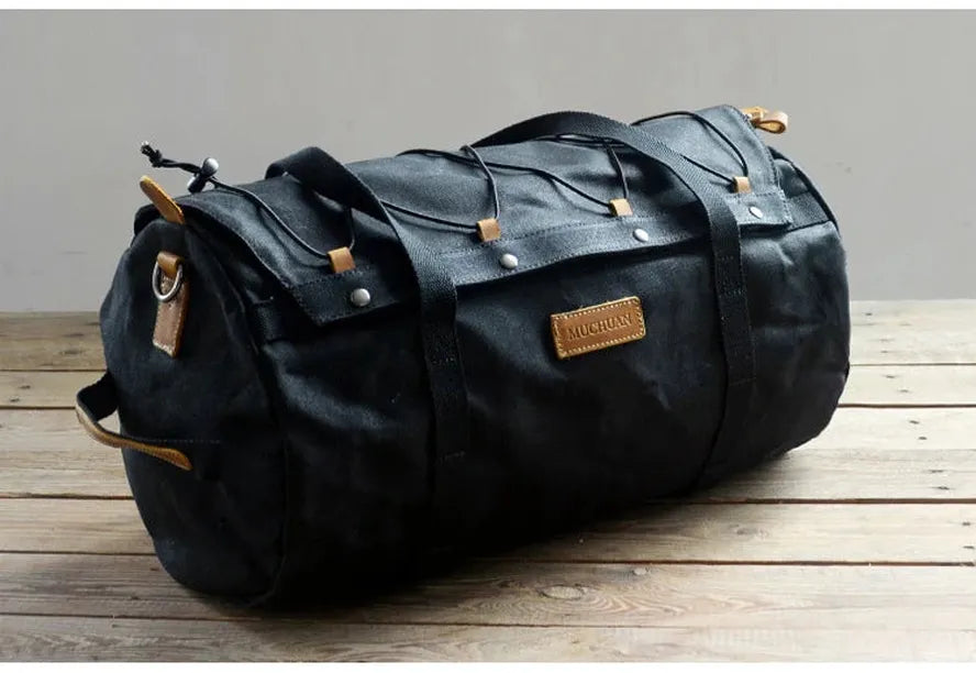 JMT-679562 Versatile 30L Motorcycle Duffel Bag - Waterproof Canvas Tail Bag with Multiple Pockets and Zipper Closure