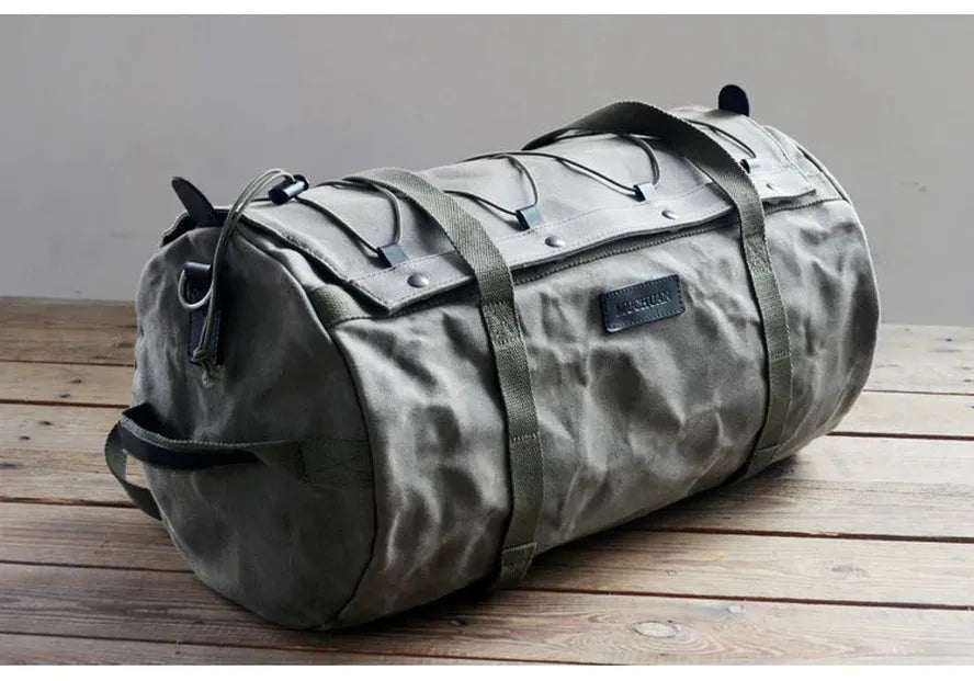 JMT-679562 Versatile 30L Motorcycle Duffel Bag - Waterproof Canvas Tail Bag with Multiple Pockets and Zipper Closure