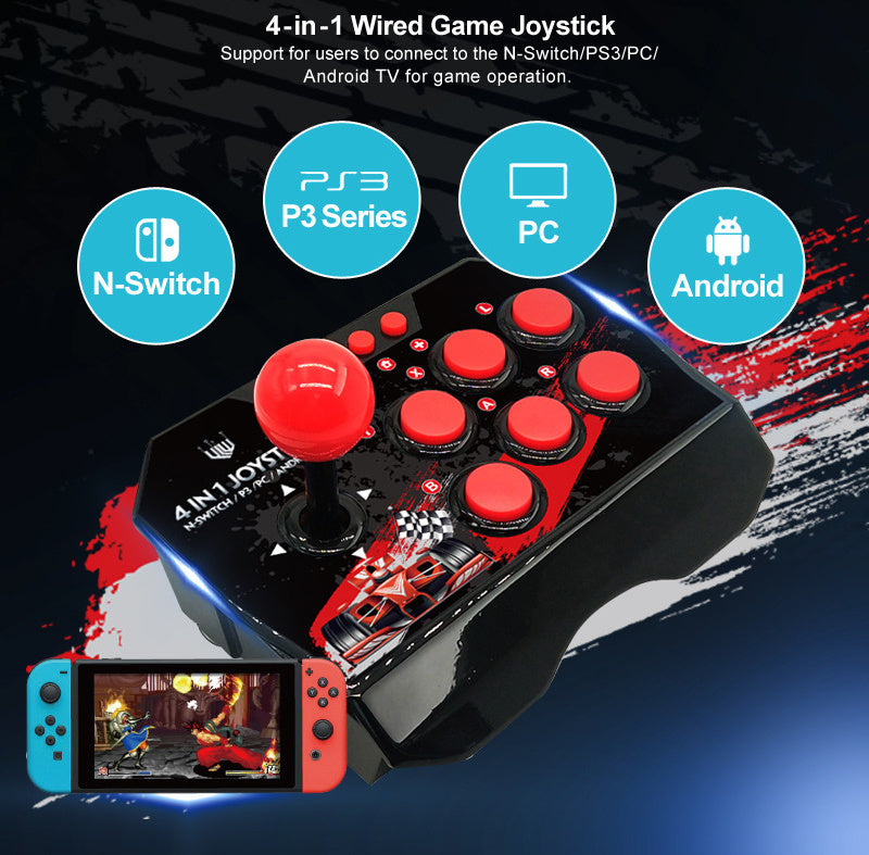 JMT-679626 4 in 1 Wired Game Controller for N-Switch - USB Connection, 3m Cable Length, ABS Material, Black