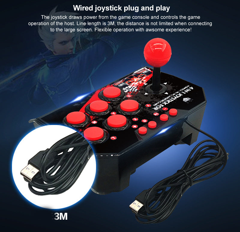 JMT-679626 4 in 1 Wired Game Controller for N-Switch - USB Connection, 3m Cable Length, ABS Material, Black