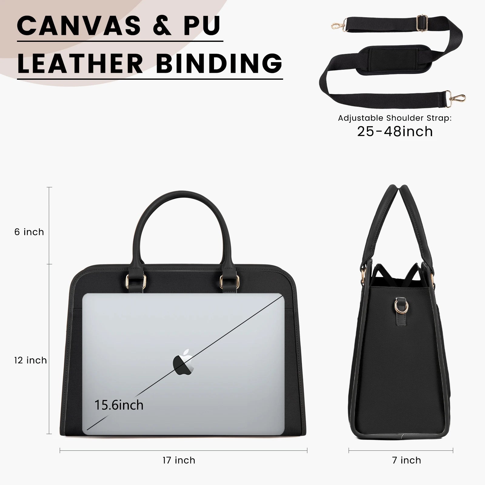 JMT-680138 Stylish Large 2-Piece Handbag Set for Women - 15.6 inch Canvas Laptop Tote and Briefcase