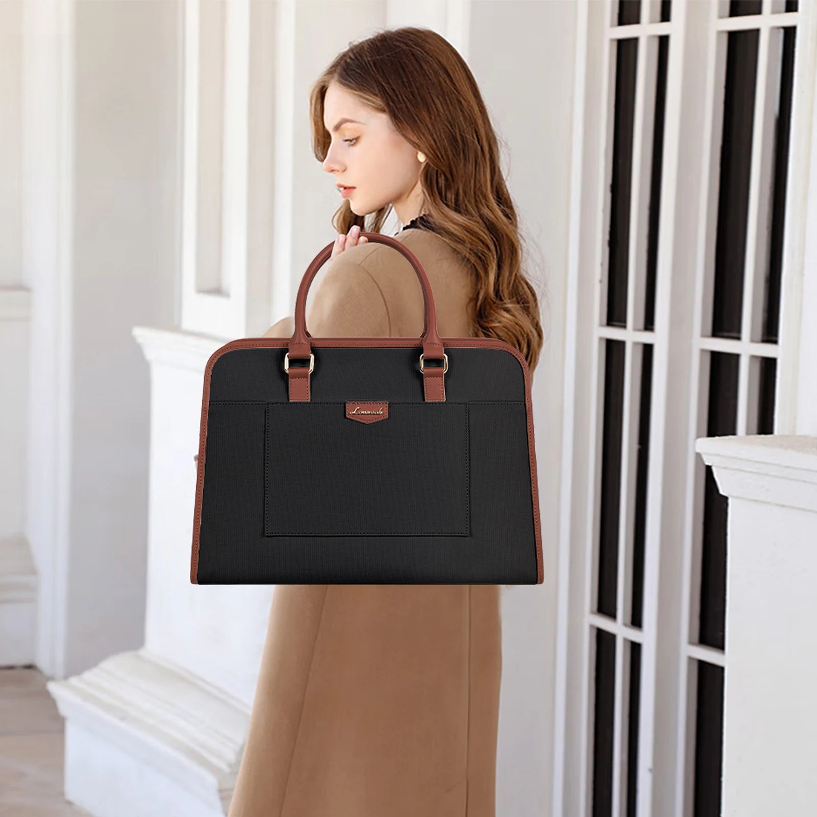JMT-680138 Stylish Large 2-Piece Handbag Set for Women - 15.6 inch Canvas Laptop Tote and Briefcase